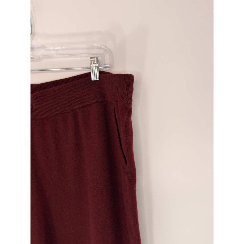 Quince Mongolian Cashmere Sweatpants Burgundy Pull On Stretch Knit Cozy Basic XL - Picture 5 of 12